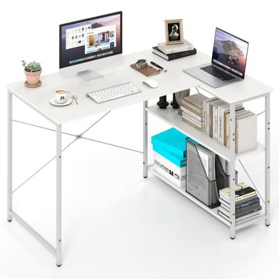 L-vormige Computerbureau Omkeerbaar Hoekbureau met Verstelbare Plank Wit