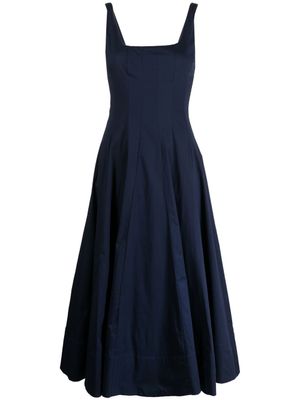 STAUD robe mi-longue Wells à encolure carrée - Bleu