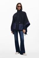 Gecombineerde denim poncho - BLACK - U