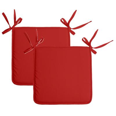 Stof Textile Home stoelkussens - 2x - rood - 38 x 38 x 3 cm - voor binnen - vierkant