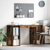 Bureau met Opslag Gerookt eiken 130 x 50,5 x 75 cm Bewerkt hout
