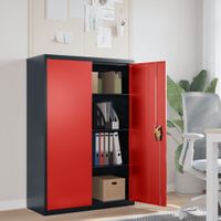 Archiefkast 90x40x140 cm staal antracietkleurig en rood