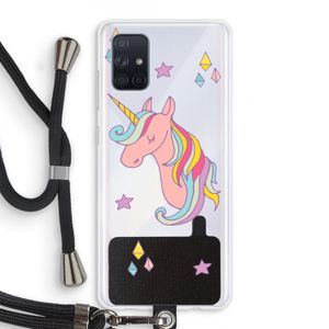 Roze eenhoorn: Samsung Galaxy A71 Transparant Hoesje met koord
