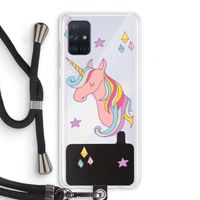 Roze eenhoorn: Samsung Galaxy A71 Transparant Hoesje met koord