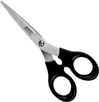 Leitz schaar, 16,5 cm, RVS, zwart, op blister