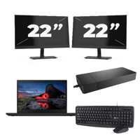 Lenovo ThinkPad T495 - AMD Ryzen 5 PRO 3500U - 14 inch - 16GB RAM - 256GB SSD - Windows 11 Home + 2x 22 inch Monitor