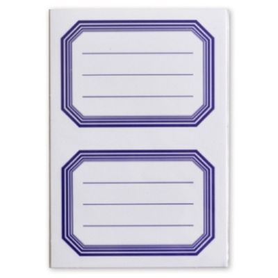 Soho schooletiketten 70 x 52 mm wit/blauw 5 vellen à 2 stuks