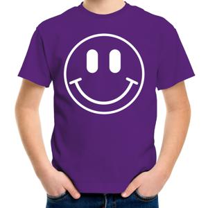 Verkleed T-shirt voor jongens - smiley - paars - carnaval - feestkleding voor kinderen