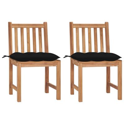 Tuinstoelen 2 st met kussens massief teakhout