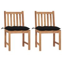 Tuinstoelen 2 st met kussens massief teakhout