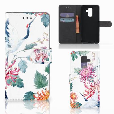Samsung Galaxy A6 Plus 2018 | Telefoonhoesje | Met pasjeshouder | Bird Flowers