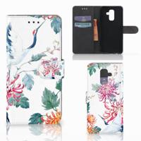Samsung Galaxy A6 Plus 2018 | Telefoonhoesje | Met pasjeshouder | Bird Flowers