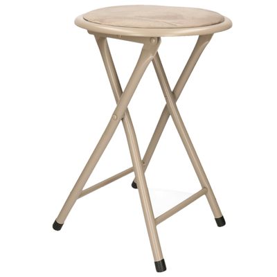 Bijzet krukje/stoel - Opvouwbaar - beige - D30 x H45 cm