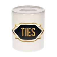 Naam cadeau spaarpot Ties met gouden embleem