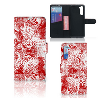Telefoonhoesje met Naam OnePlus Nord Angel Skull Rood - thumbnail