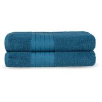 Good Morning Handdoeken set van 2 "Uni" - Petrol - (70x140 cm) - Katoen