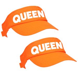 2x stuks oranje Queen zonneklep met Nederlandse vlag voor dames en heren