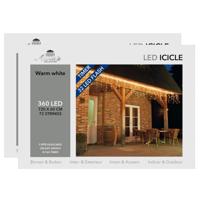 Ijspegelverlichting - 2x - lichtsnoer - 360 led lampjes - warm wit - 720 x 60 cm