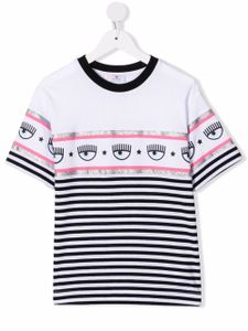 Chiara Ferragni Kids t-shirt à rayures - Blanc