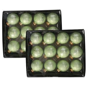 Luxe kerstballen - 24x stuks - 6 cm - groen - glas - ice finish - kerstversiering