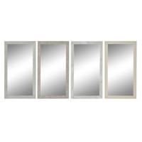 Wandspiegel DKD Home Decor Wit Beige Donker grijs 36 x 2 x 66 cm (4 Stuks)