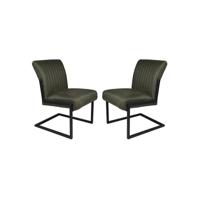 Eetkamerstoel Texas - Groen/Zwart-Leder - Set van 2 Eetkamerstoel Texas - Groen/Zwart-Leder - Set van 2