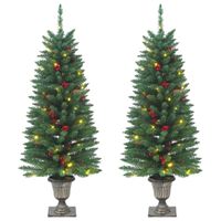 Kunstkerstbomen 2 st 100 LED's 120 cm groen - thumbnail