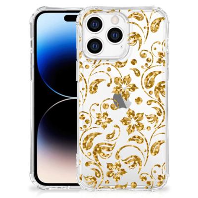 Apple iPhone 14 Pro Max Case Gouden Bloemen Apple iPhone 14 Pro Max Case Gouden Bloemen
