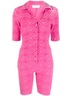 Marine Serre combinaison Moon Diamant en jacquard - Rose