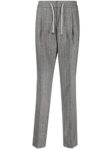 Brunello Cucinelli pantalon de costume à taille à lien de resserrage - Gris