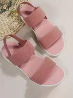 Summer Plain Synthetic Leather Slide Sandals