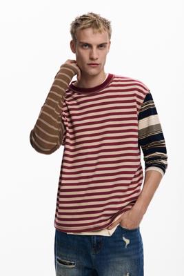 Grunge gestreept T-shirt - MATERIAL FINISHES - XL