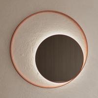 Spiegel Gliss Design Kosmos Koper Rosé Rond met Frame en Indirecte LED Verlichting 80 cm