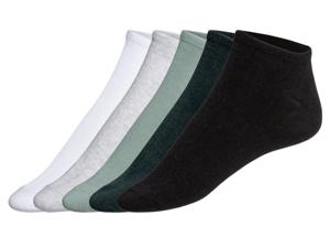 LIVERGY 5 paar heren sneakersokken (groen/grijs/wit/zwart, 39-42)