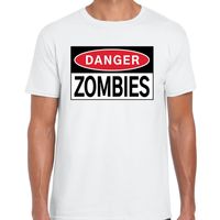 Danger Zombies t-shirt wit voor heren - thumbnail