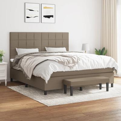 Boxspring met matras stof taupe 180x200 cm