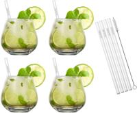 Schott Zwiesel Cocktailglazenset Vina - 4 delige set - met rietjes en borsteltje Schott Zwiesel Cocktailglazenset Vina - 4 delige set - met rietjes en borsteltje
