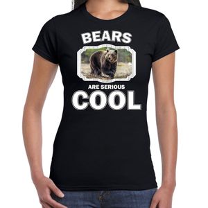 Dieren bruine beer t-shirt zwart dames - bears are cool shirt