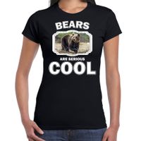 Dieren bruine beer t-shirt zwart dames - bears are cool shirt - thumbnail