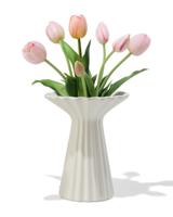 HEMA Vaas ⌀17x21cm keramiek ribbel kraag wit (wit)