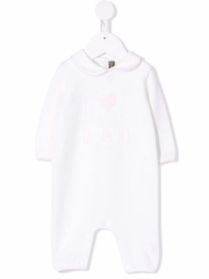 Little Bear grenouillère en laine à slogan imprimé - Blanc