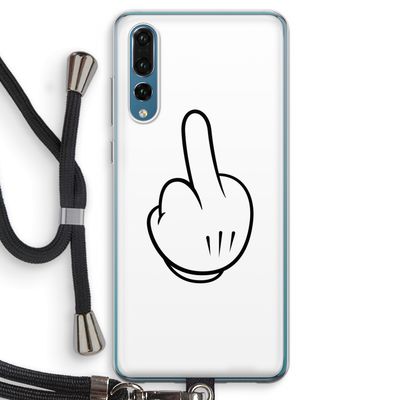 Middle finger white: Huawei P20 Pro Transparant Hoesje met koord
