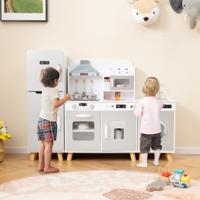 3 in 1 Keuken Speelgoed met Koelkast & Wasmachine Speelkeuken Set voor Kinderen Grijs