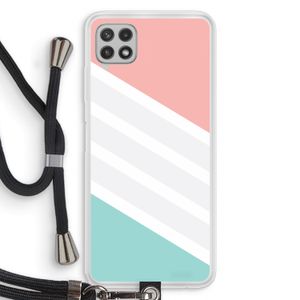 Strepen pastel: Samsung Galaxy A22 4G Transparant Hoesje met koord