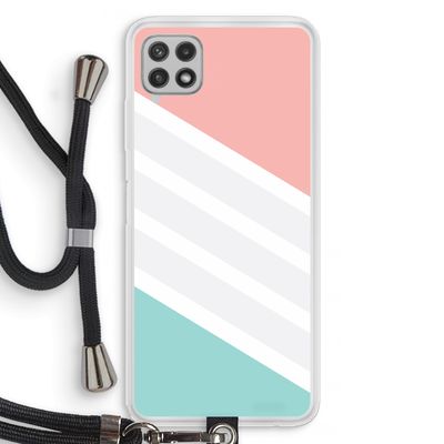 Strepen pastel: Samsung Galaxy A22 4G Transparant Hoesje met koord