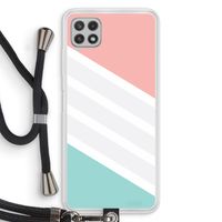 Strepen pastel: Samsung Galaxy A22 4G Transparant Hoesje met koord