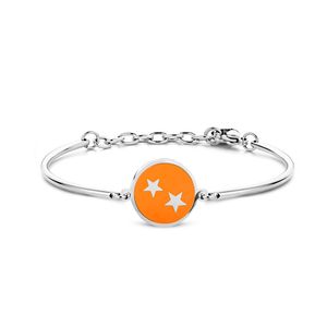 CO88 Collection Zodiac 8CB 90324 Stalen Armband met Hanger - Sterrenbeeld Tweelingen 15 mm - One-size - Zilverkleurig / Oranje