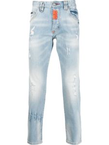 Philipp Plein jean skinny à effet usé - Bleu