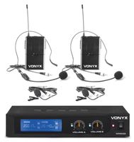 Retourdeal - Vonyx WM522B draadloze headset microfoonset 2-kanaals VHF