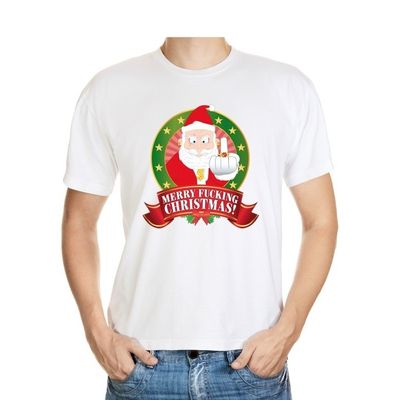 Foute kerstkleding t-shirt Merry Fucking Christmas voor heren